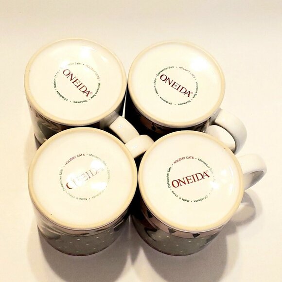 The Sakura Table by Oneida Fiddlestix Holiday Cats 4 PC Mug set Kittens in Coats - Picture 8 of 11